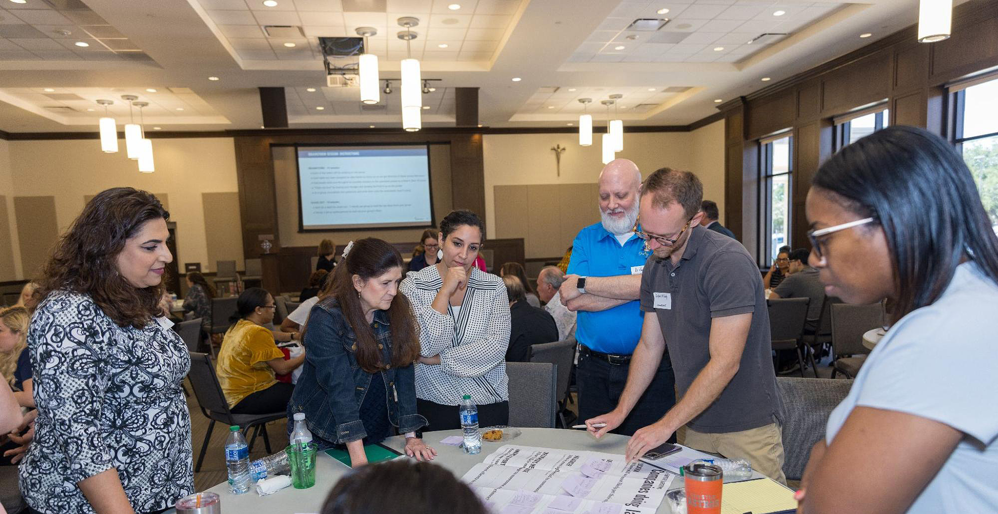 Group reviewing brainstorming activity